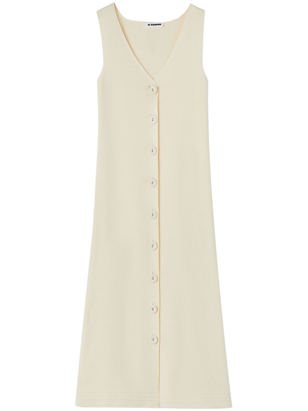 Jil Sander V-neck ribbed midi dress - White von Jil Sander