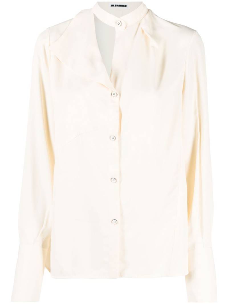 Jil Sander asymmetric-collar long-sleeved blouse - Neutrals von Jil Sander