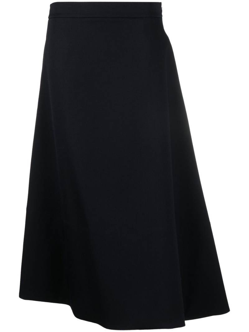 Jil Sander asymmetric-hem a-line midi skirt - Blue von Jil Sander