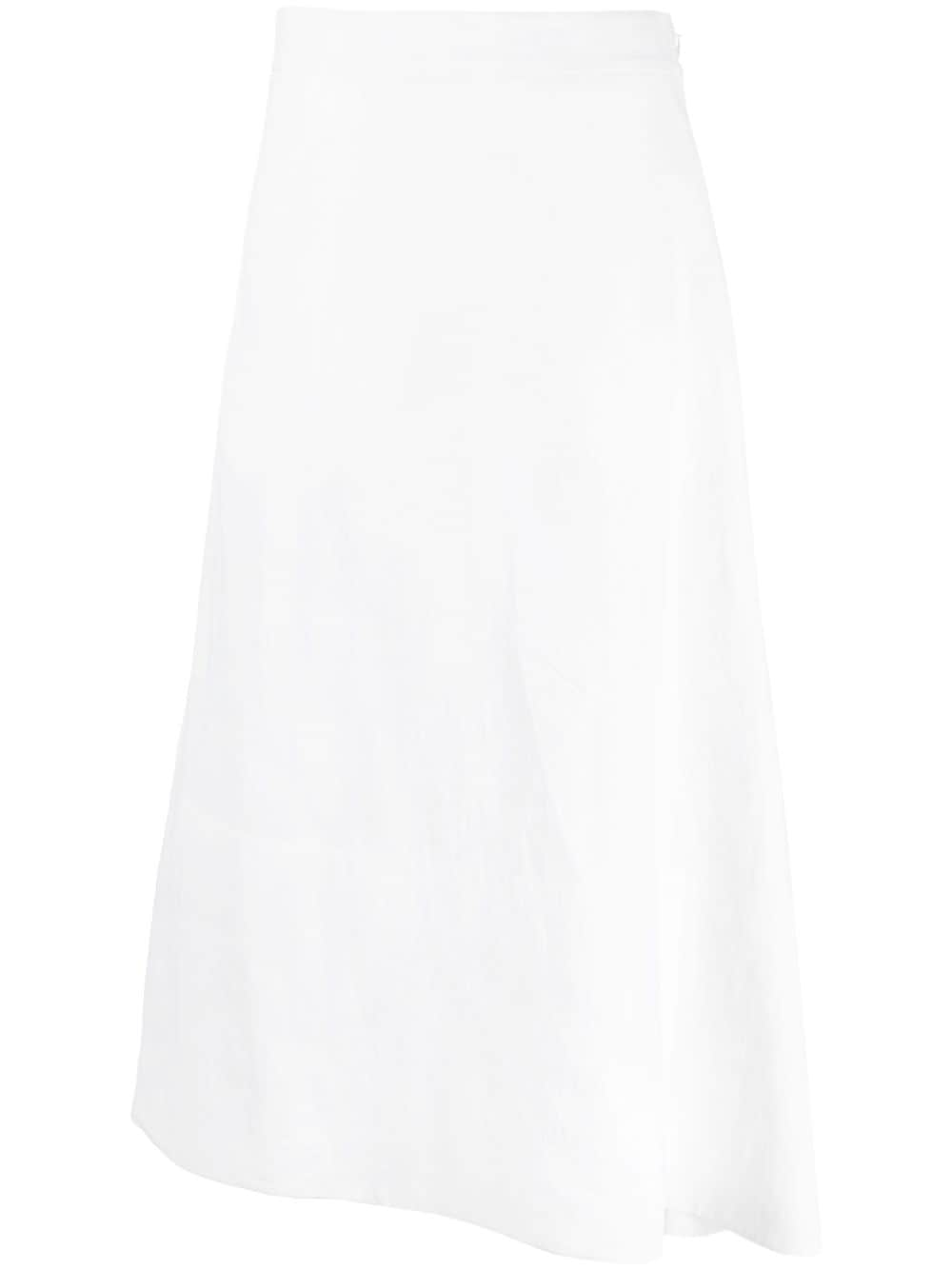 Jil Sander asymmetric linen midi skirt - White von Jil Sander