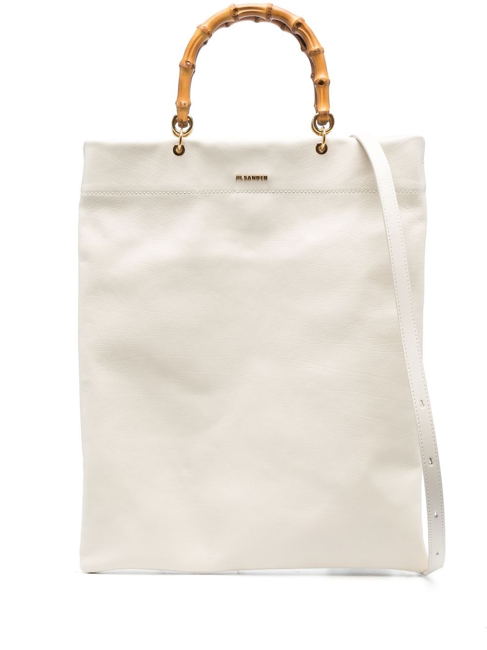 Jil Sander bamboo-handle leather tote bag - Neutrals von Jil Sander