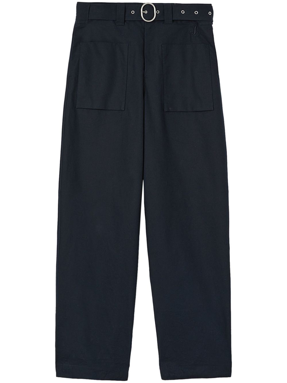 Jil Sander belted-waist organic cotton trousers - Blue von Jil Sander