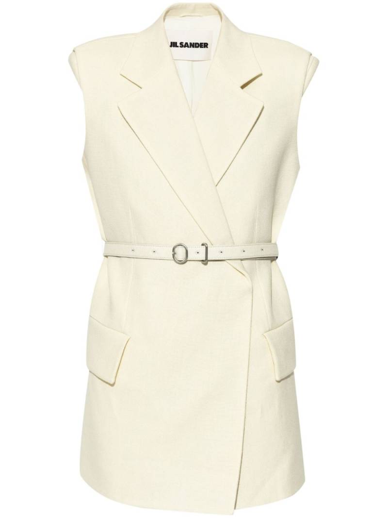 Jil Sander belted waist sleeveless vest - White von Jil Sander