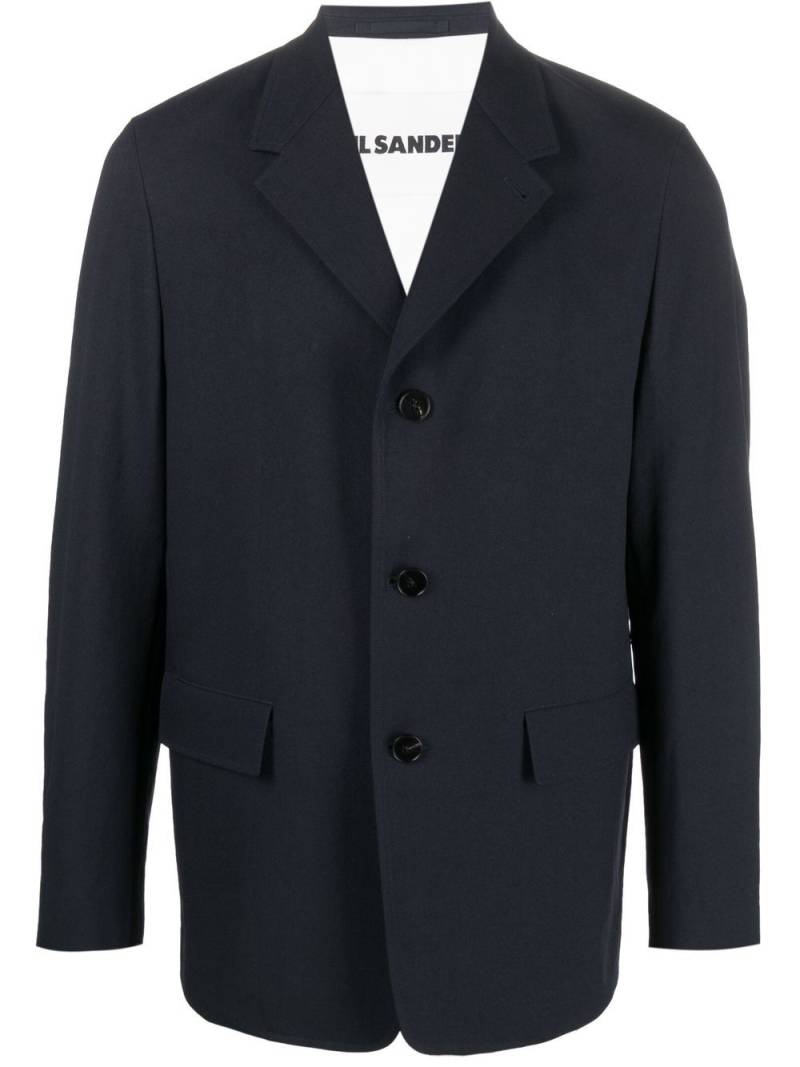 Jil Sander button-fastening single-breasted blazer - Blue von Jil Sander