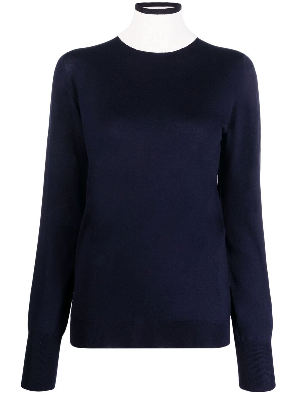 Jil Sander contrast-neck long-sleeved jumper - Blue von Jil Sander