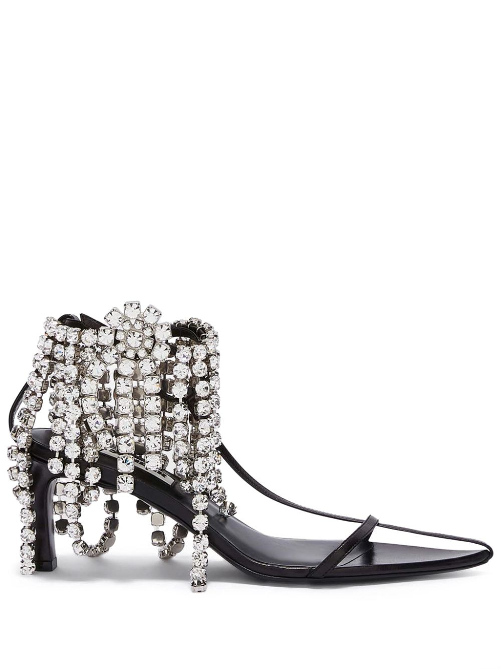 Jil Sander crystal-embellished leather sandals - Black von Jil Sander