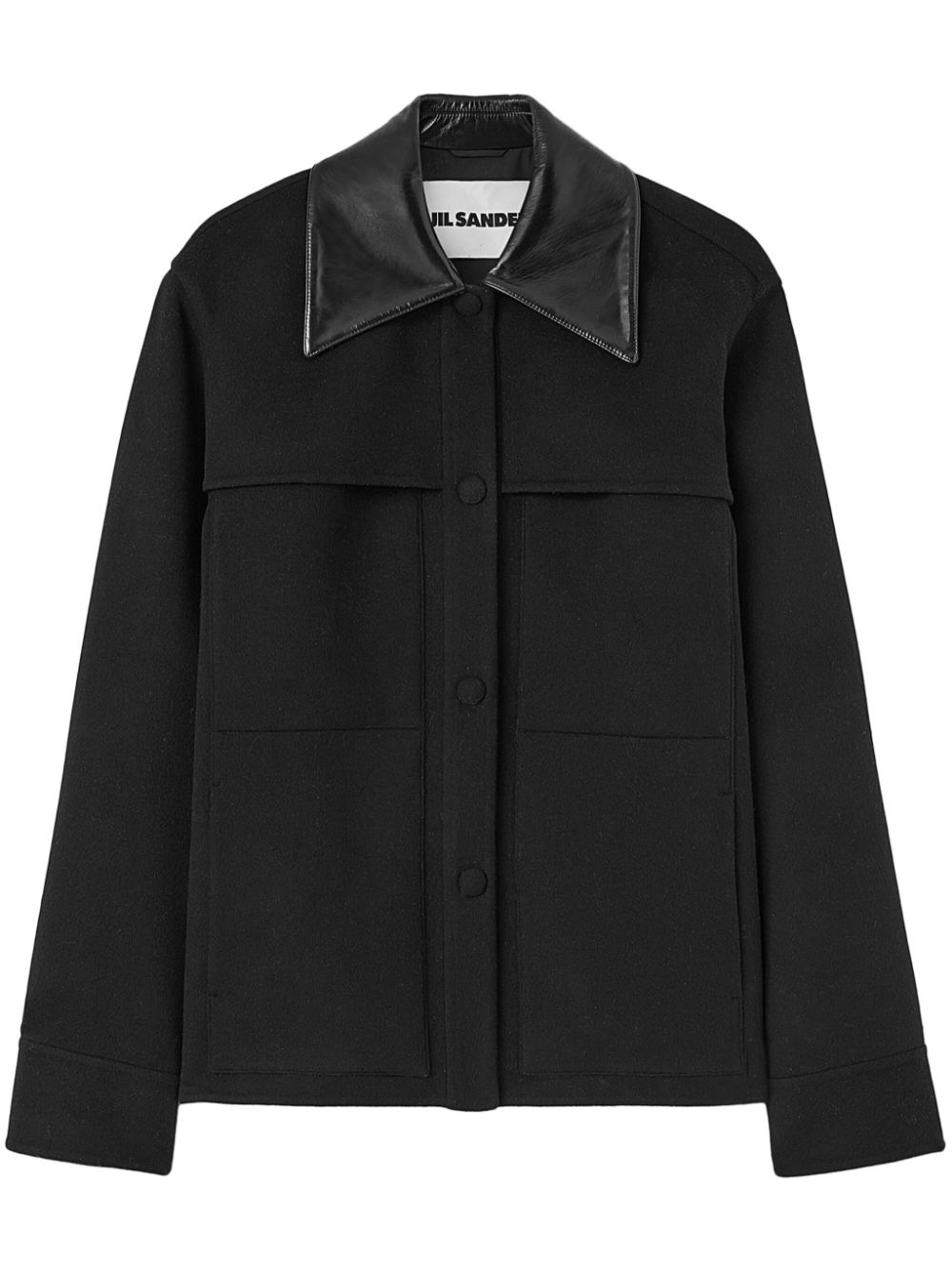 Jil Sander cutaway-collar wool shirt jacket - Black von Jil Sander