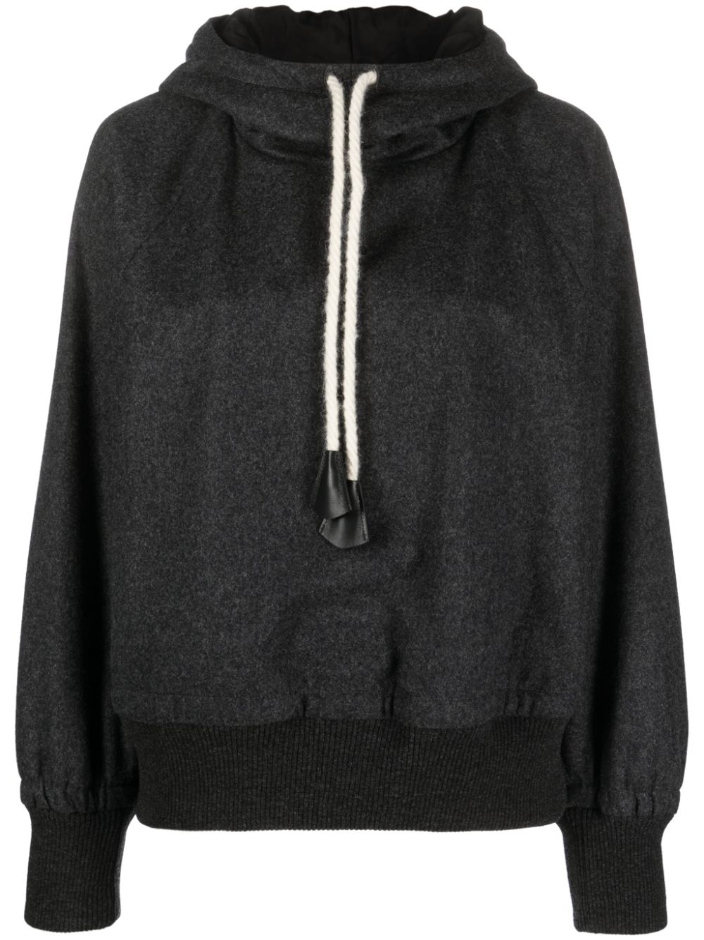 Jil Sander drawstring-hood virgin wool hoodie - Grey von Jil Sander