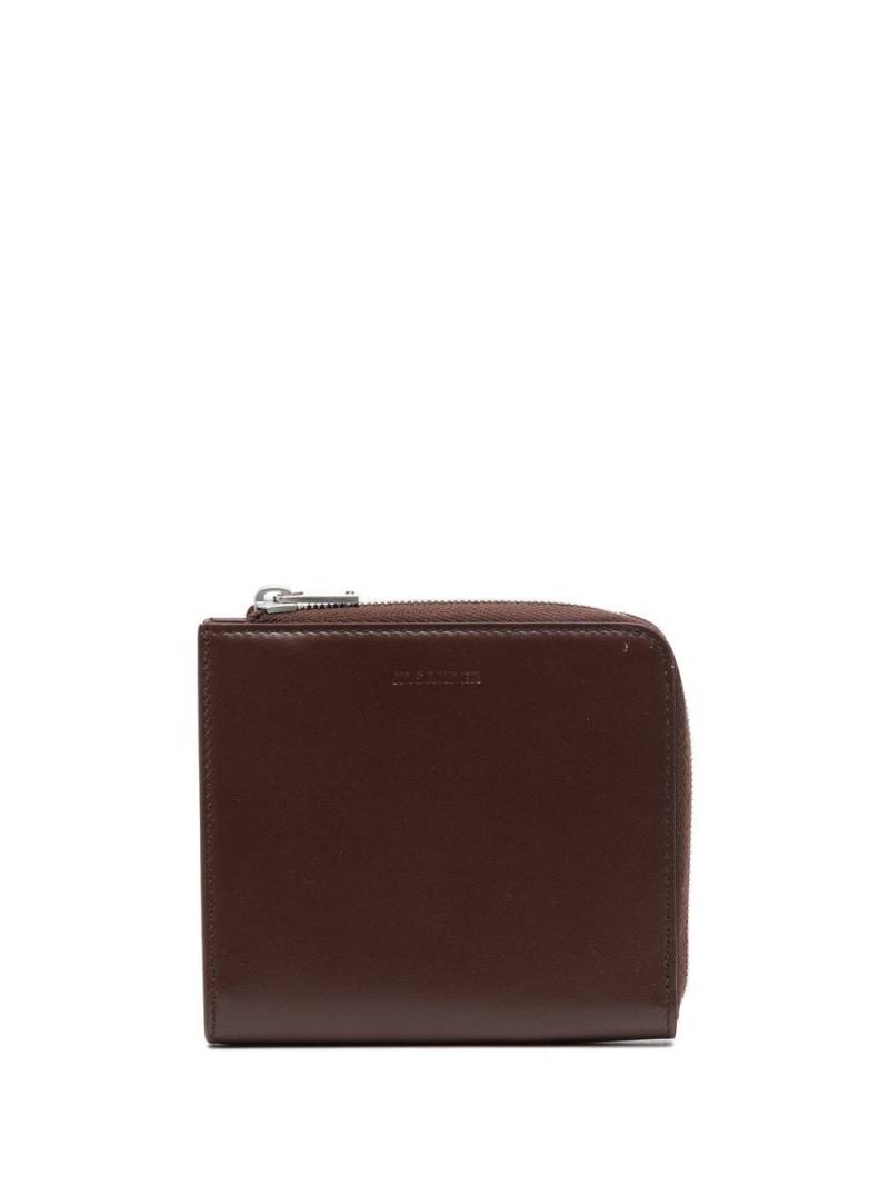 Jil Sander embossed-logo zip-up card holder - Brown von Jil Sander