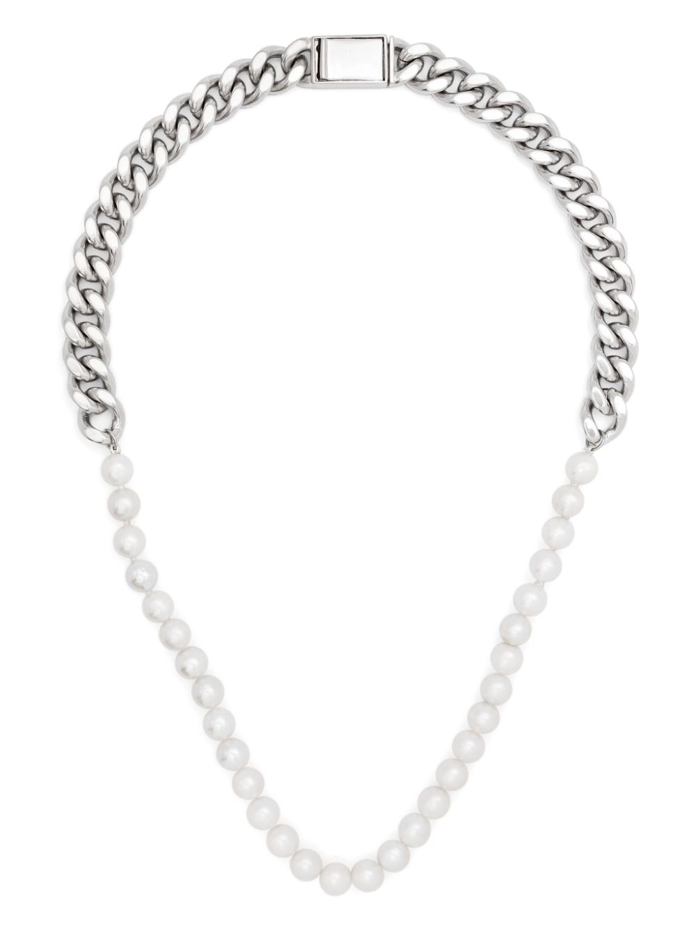Jil Sander faux-pearl curb-chain necklace - White von Jil Sander
