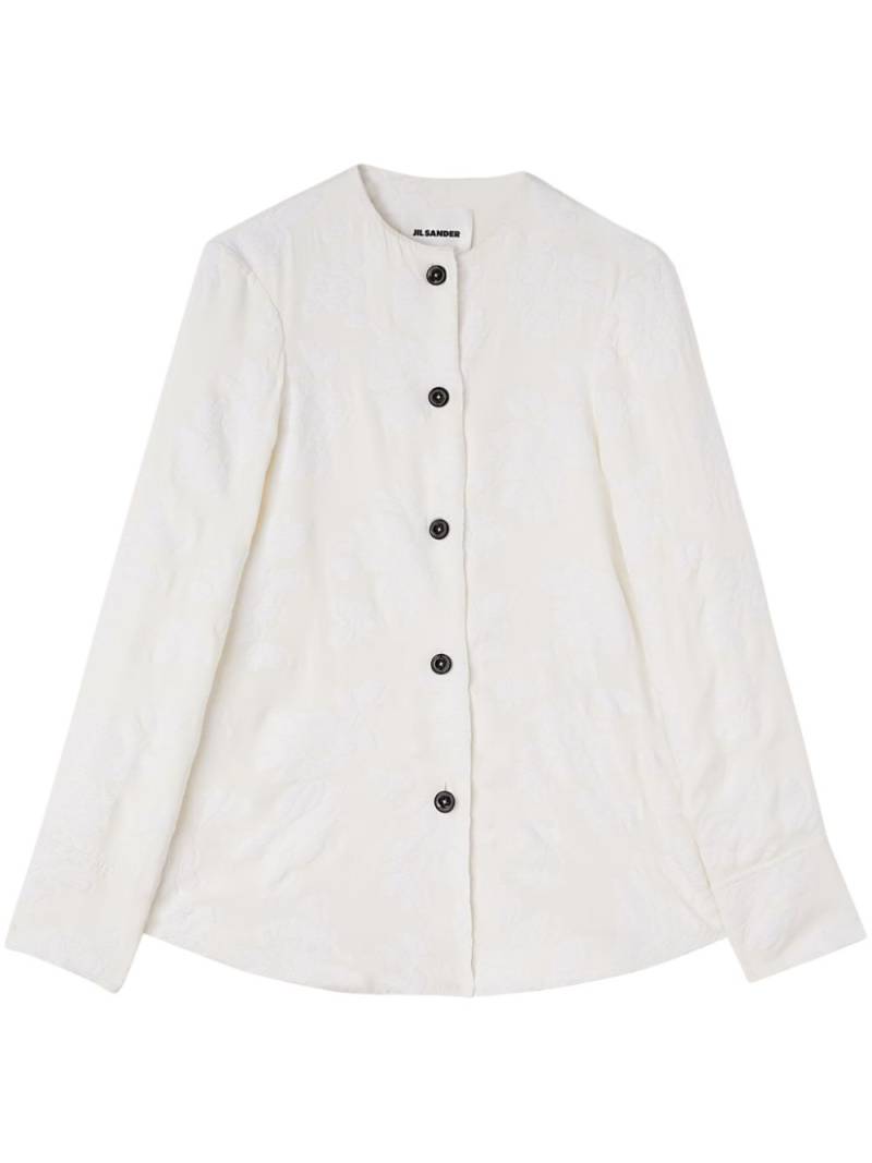 Jil Sander floral-jacquard long-sleeve shirt - White von Jil Sander