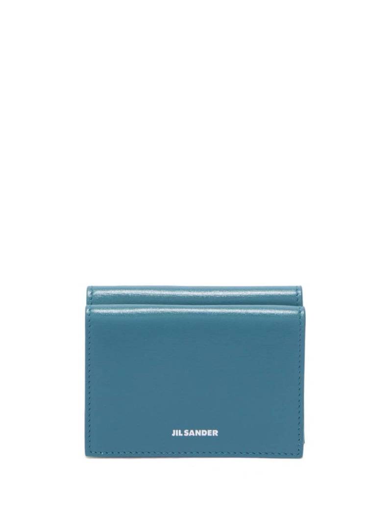 Jil Sander folded mini leather wallet - Blue von Jil Sander