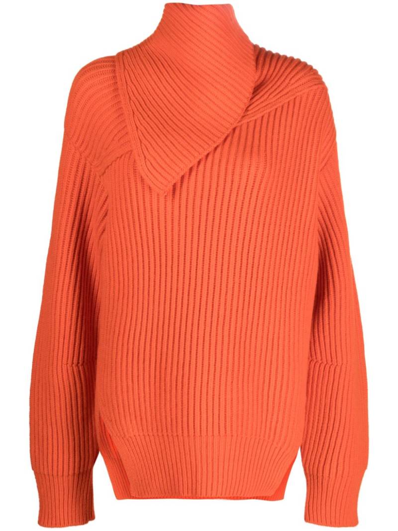 Jil Sander foldover-neck ribbed wool jumper - Orange von Jil Sander