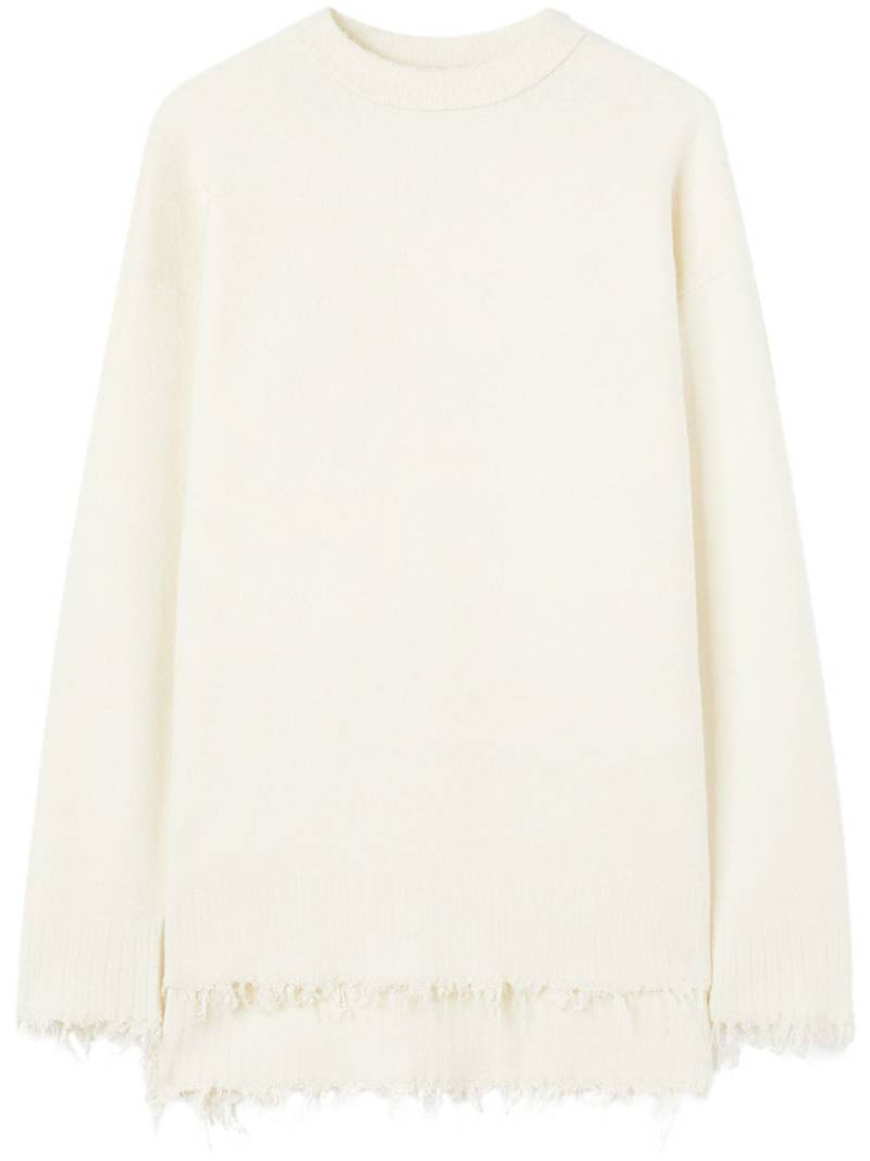 Jil Sander frayed-edge fine-knit jumper - White von Jil Sander