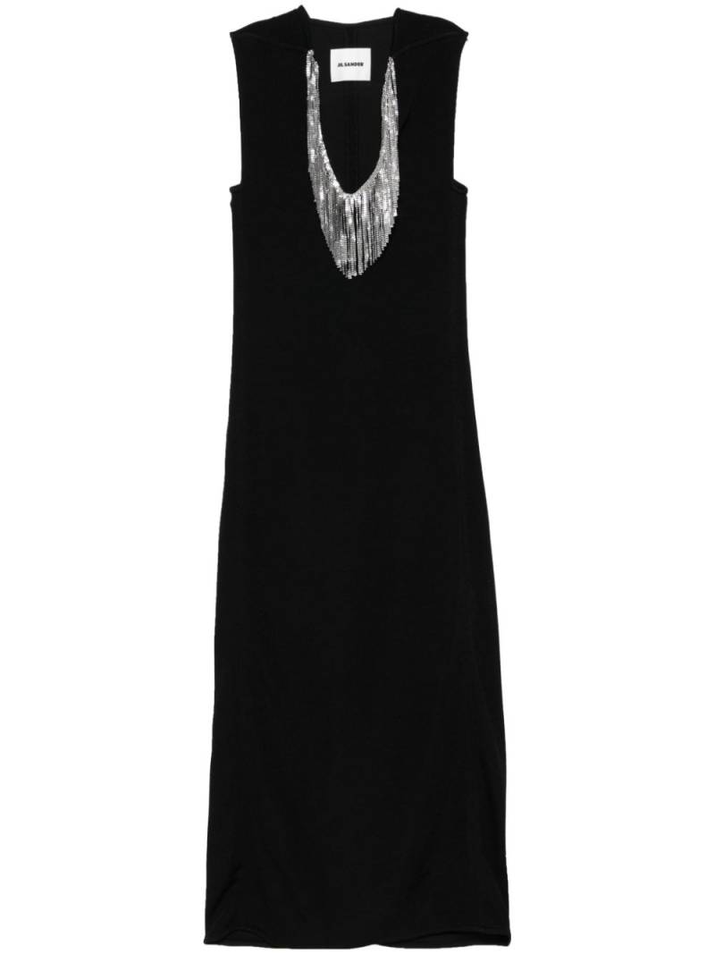 Jil Sander fringed-mesh maxi dress - Black von Jil Sander