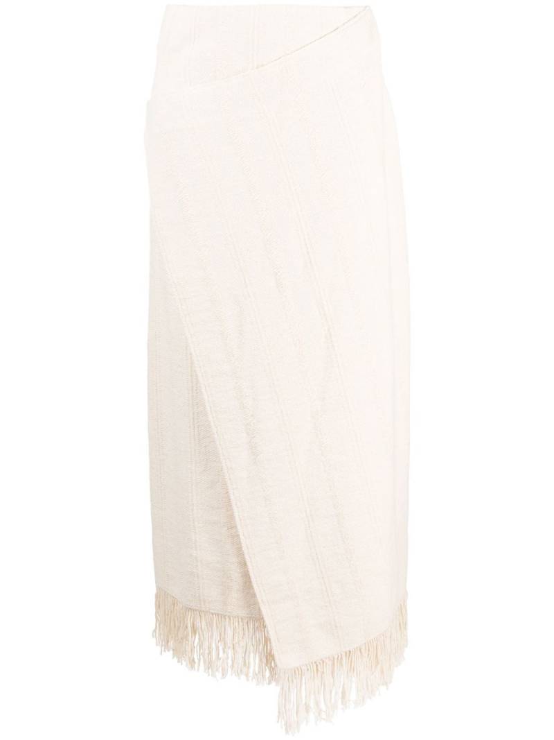 Jil Sander fringed wrap-effect midi skirt - Neutrals von Jil Sander