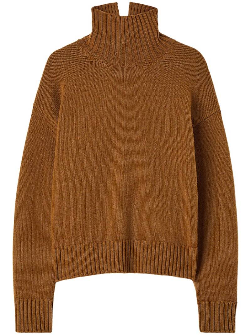 Jil Sander funnel-neck cashmere blend jumper - Brown von Jil Sander