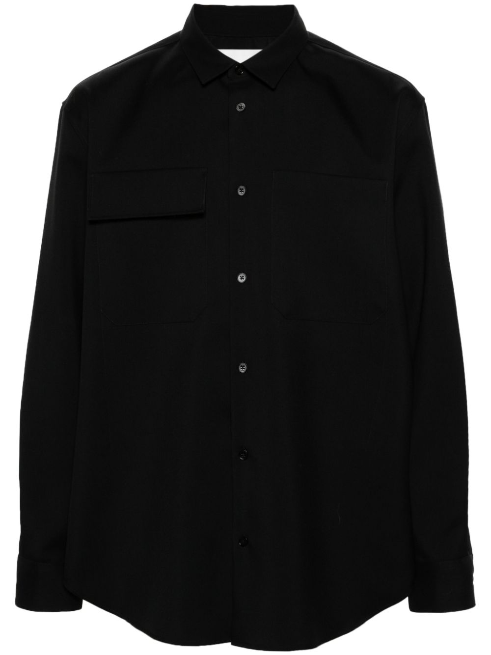 Jil Sander gabardine virgin wool shirt - Black von Jil Sander