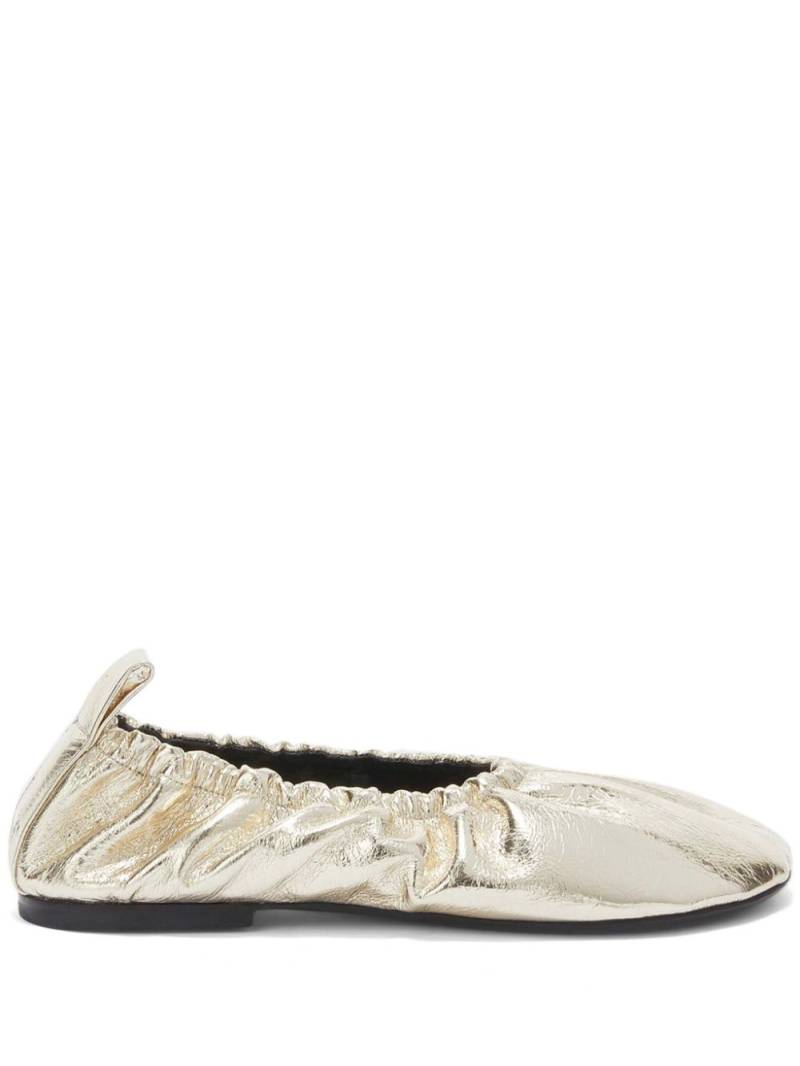 Jil Sander gathered-detail leather ballerina shoes - Yellow von Jil Sander