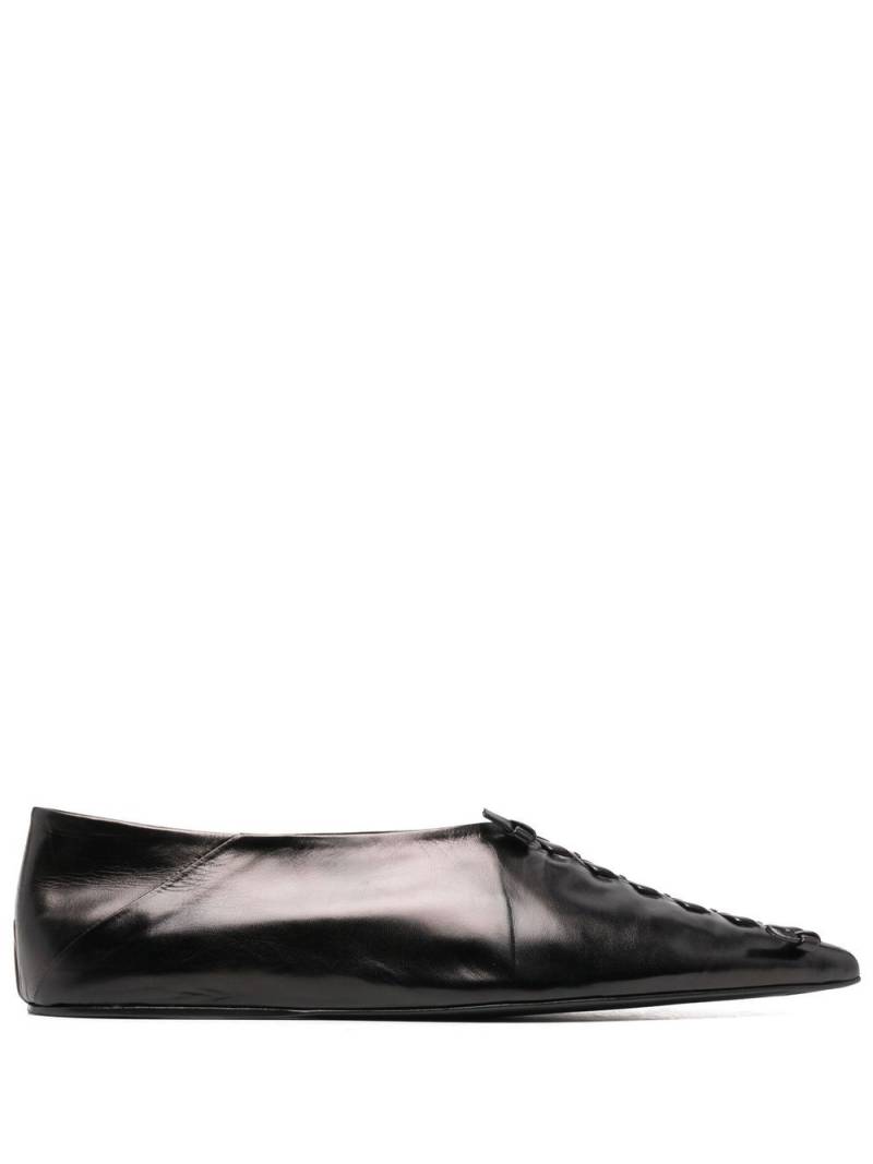 Jil Sander knot-detailing leather ballerina shoes - Black von Jil Sander