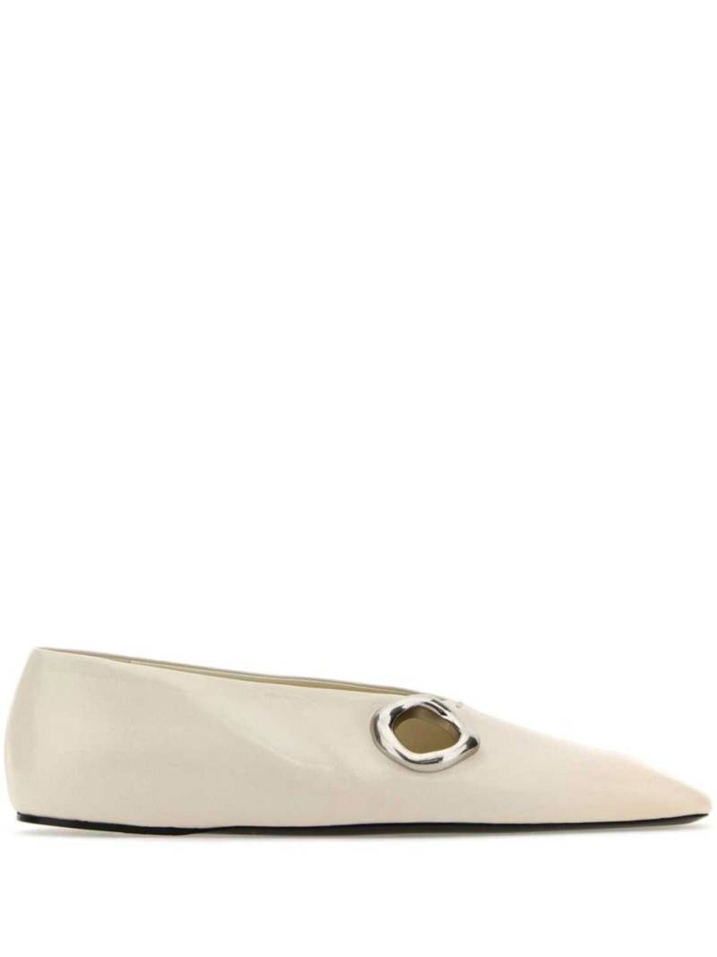 Jil Sander leather ballerina shoes - White von Jil Sander