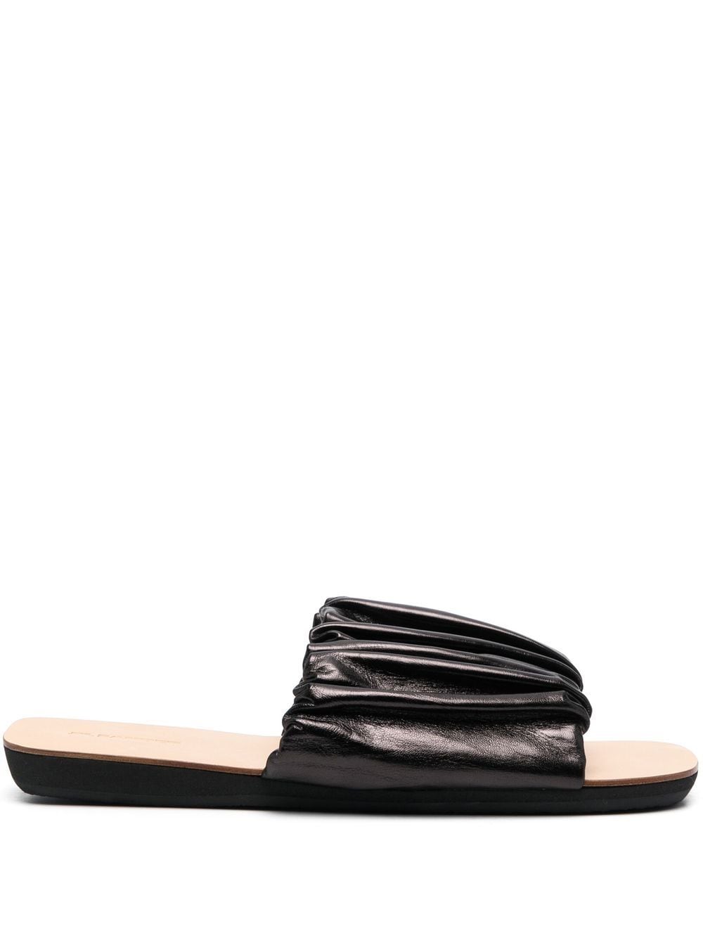 Jil Sander leather gathered-detail slides - Black von Jil Sander