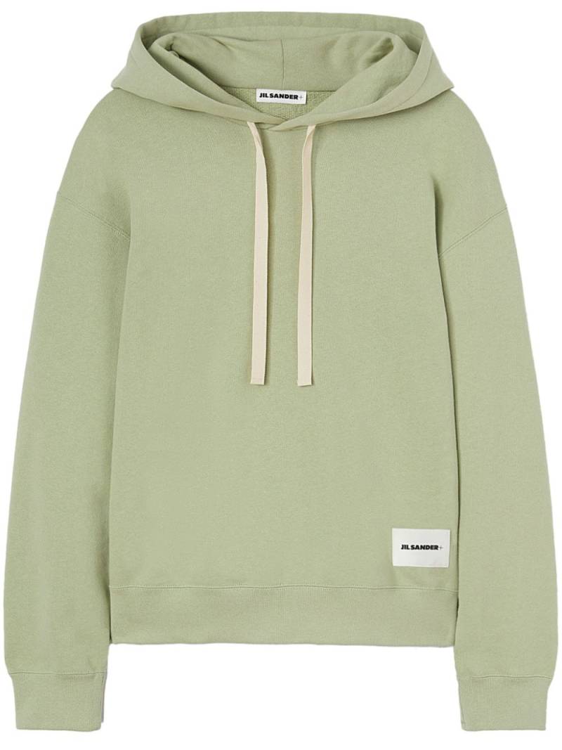 Jil Sander logo-appliqué cotton hoodie - Green von Jil Sander