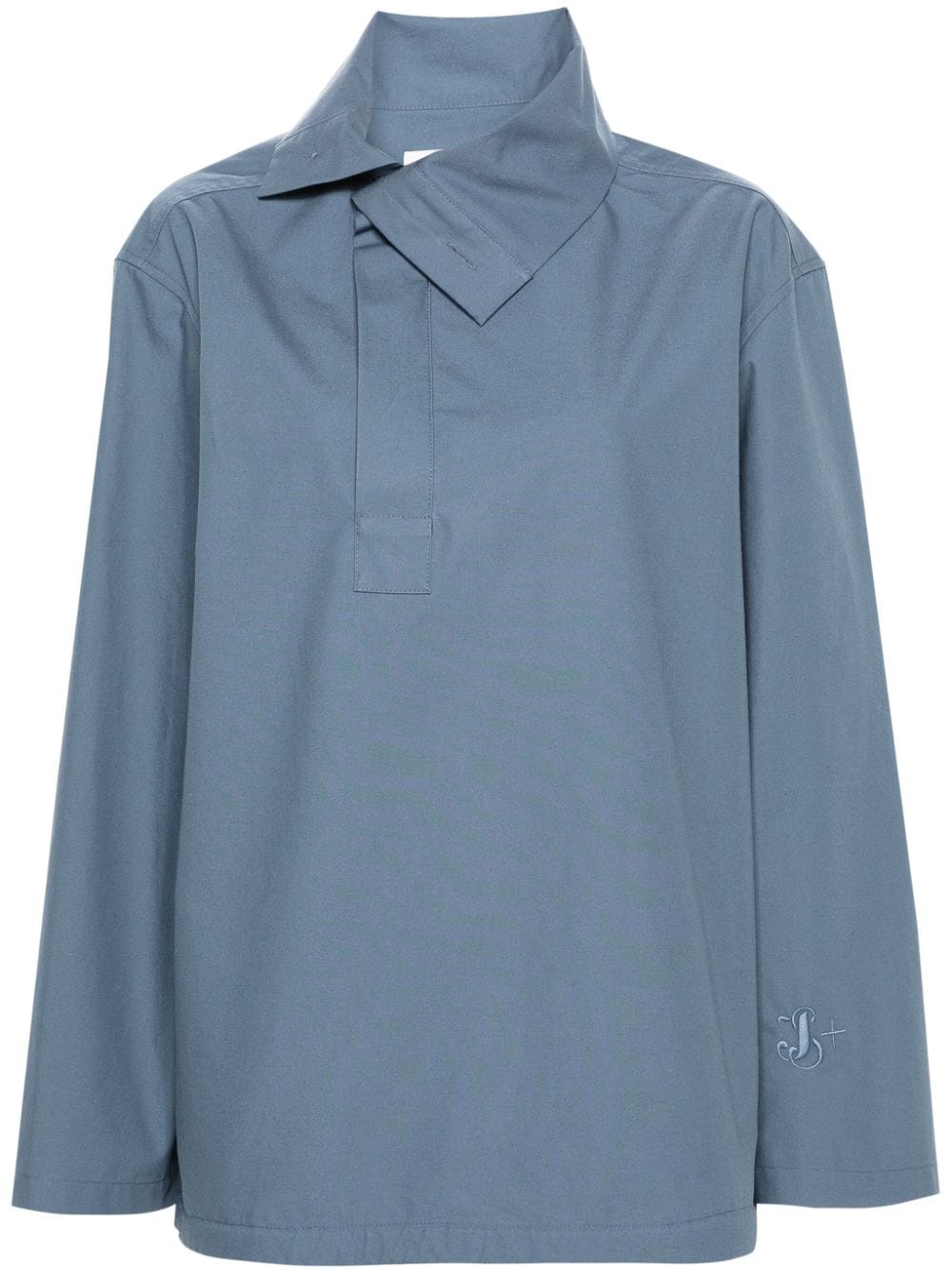 Jil Sander logo-embroidered cotton blouse - Blue von Jil Sander