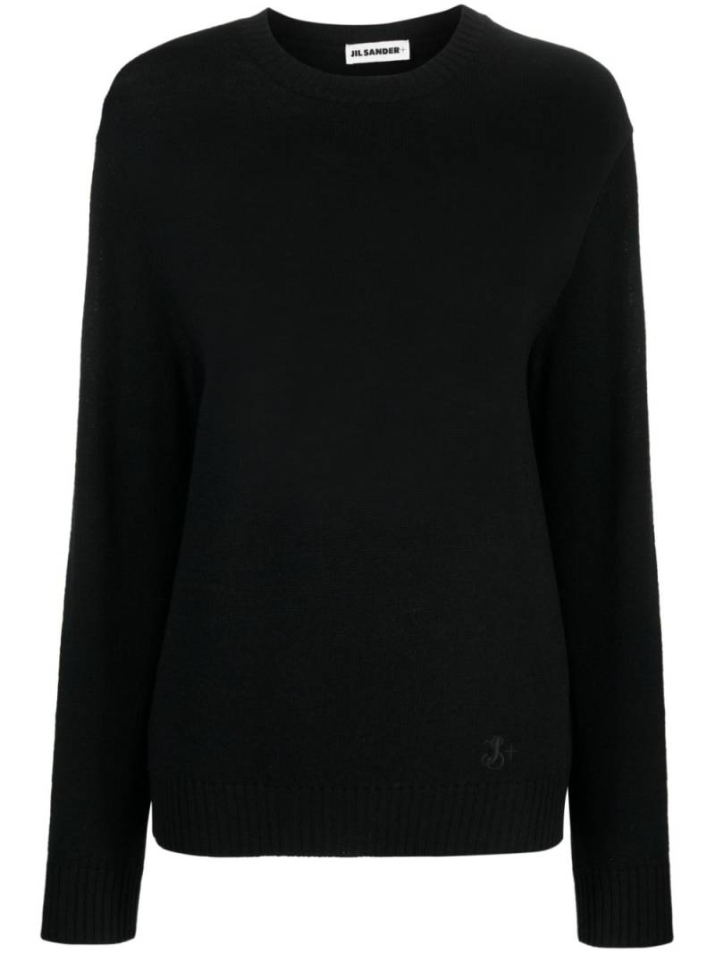 Jil Sander logo-embroidered wool sweatshirt - Black von Jil Sander