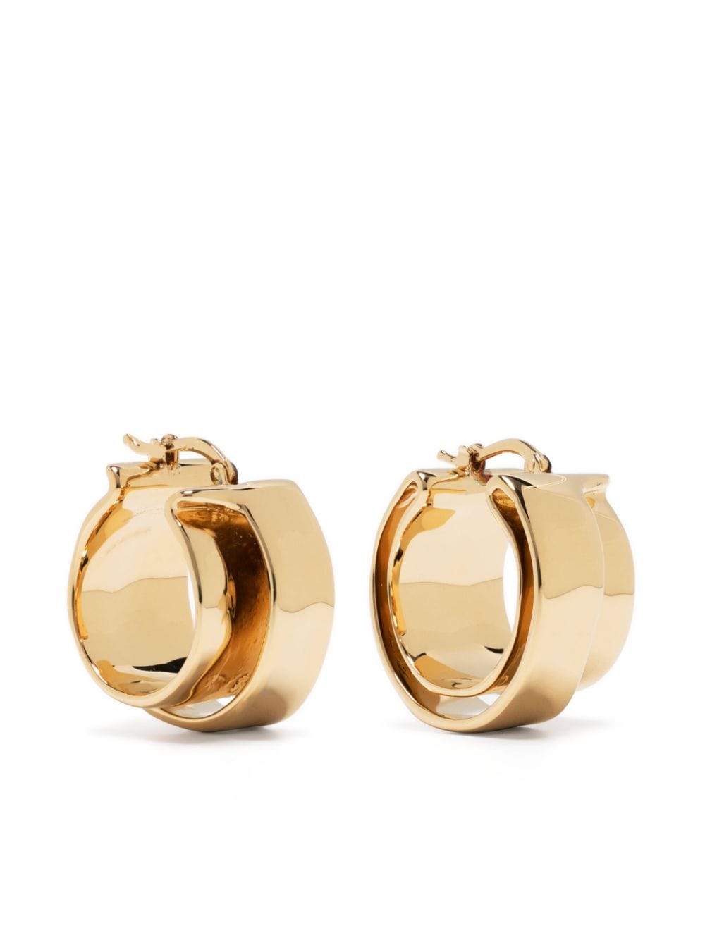 Jil Sander logo-engraved layered hoop earrings - Gold von Jil Sander