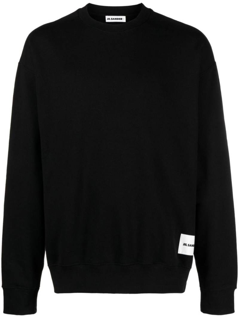 Jil Sander logo-patch cotton jumper - Black von Jil Sander