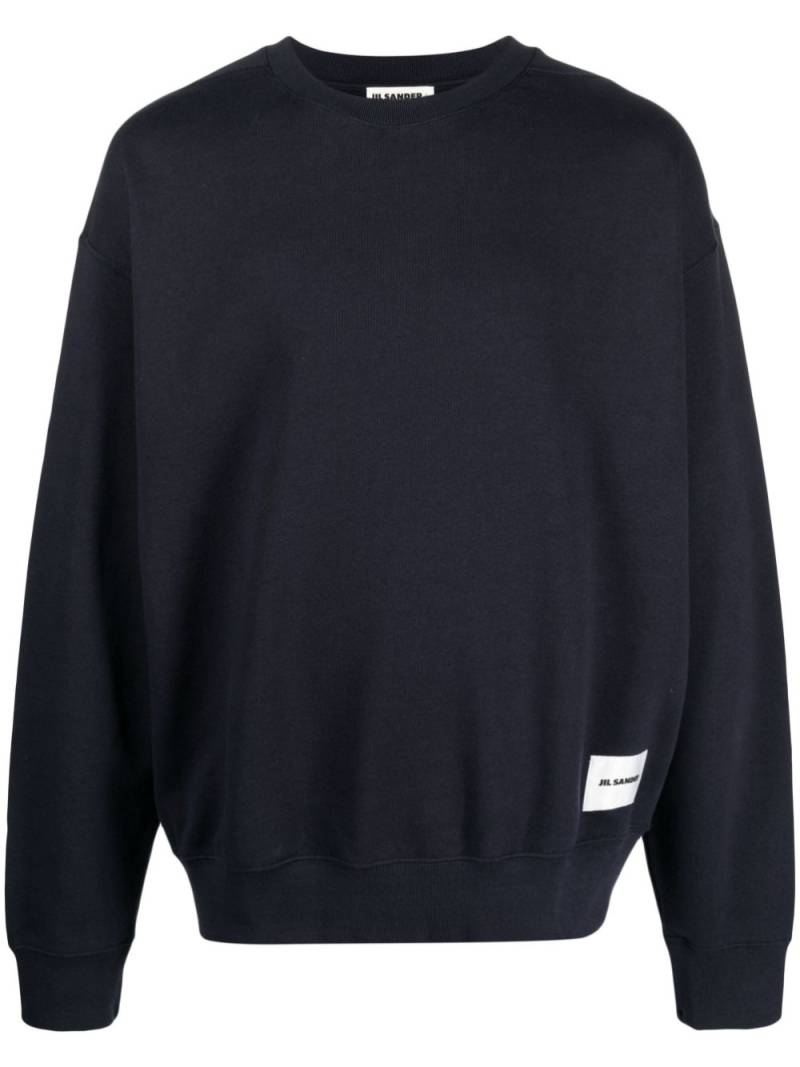 Jil Sander logo-patch cotton sweatshirt - Blue von Jil Sander