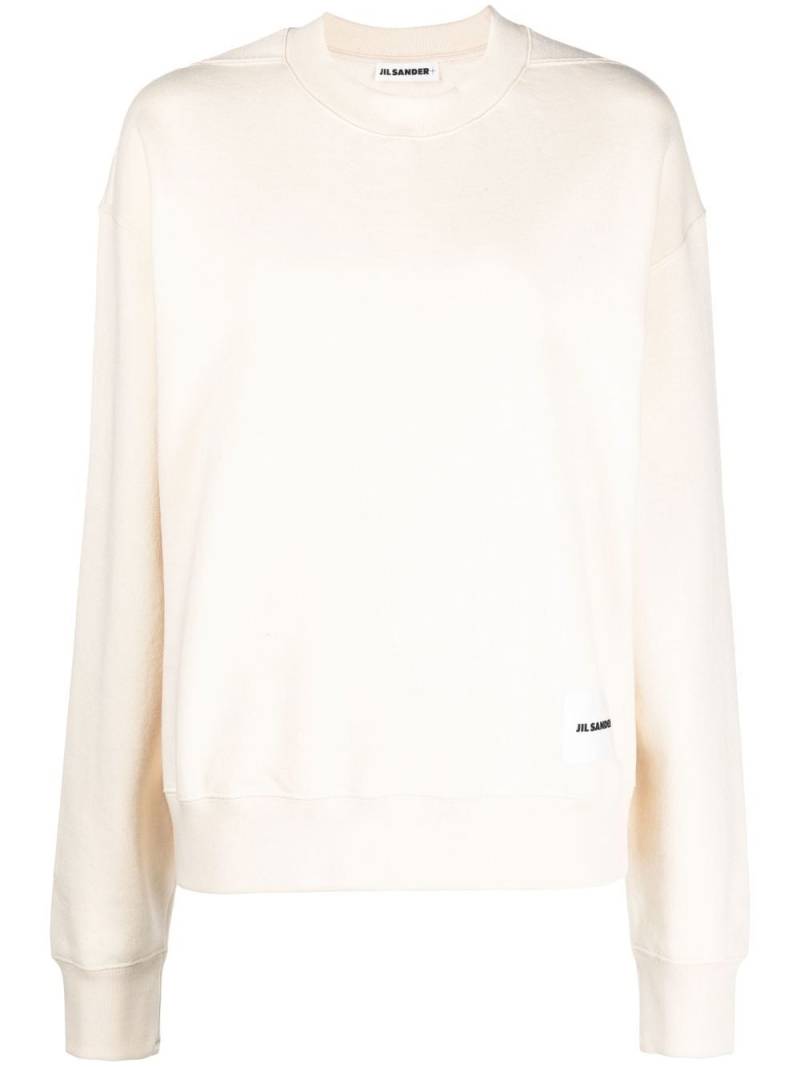 Jil Sander logo-patch crew-neck sweatshirt - Neutrals von Jil Sander