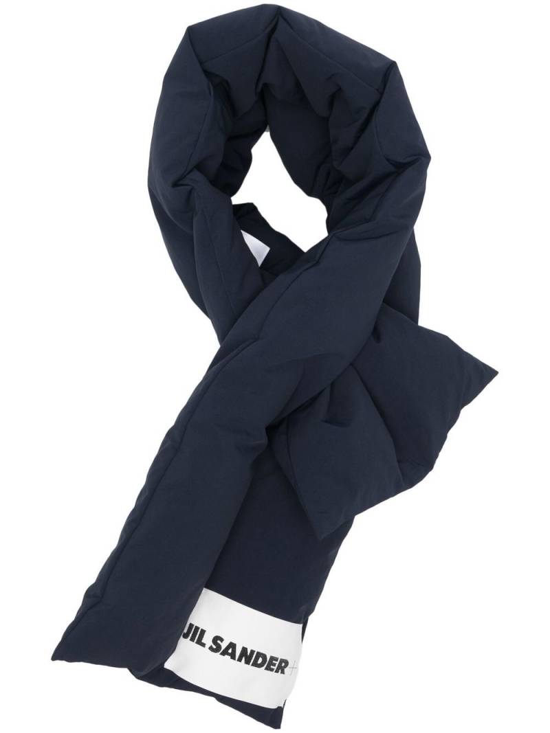 Jil Sander logo-patch down-padded scarf - Blue von Jil Sander