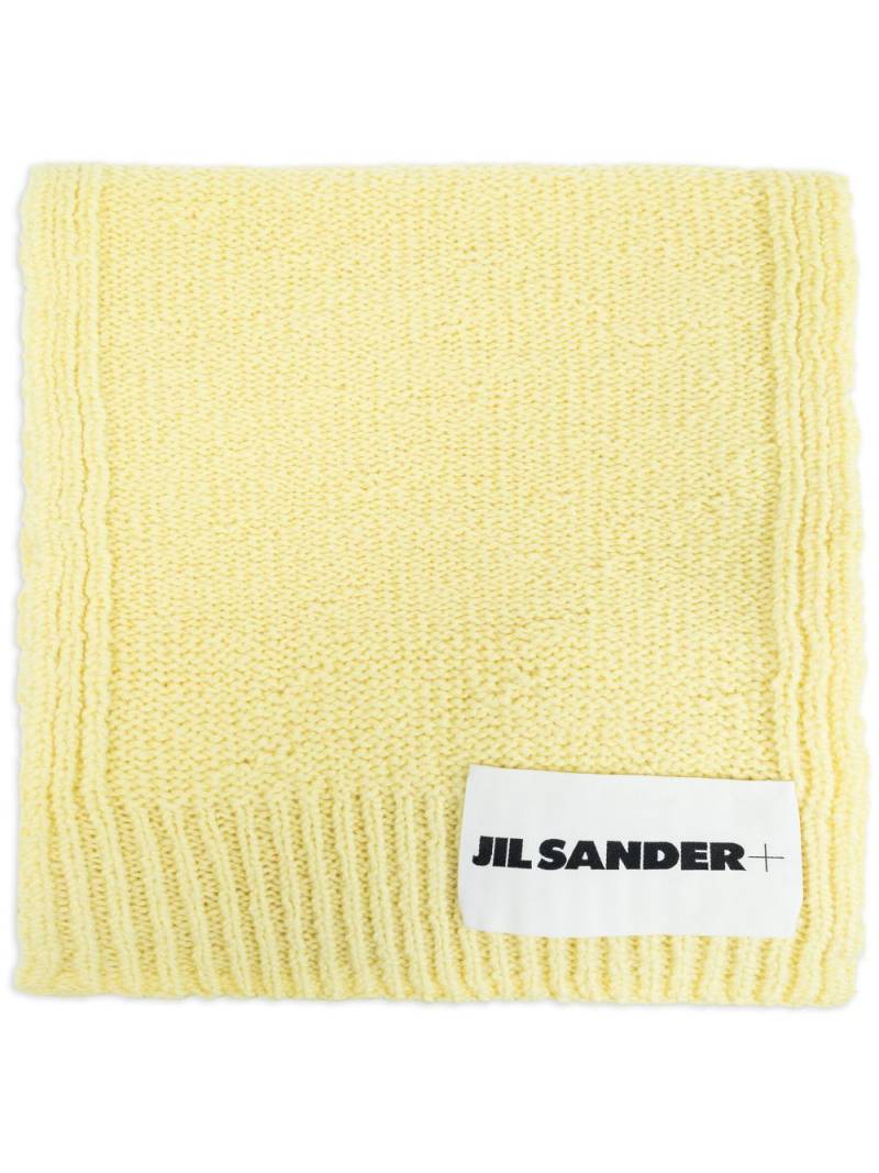 Jil Sander logo patch wool scarf - Yellow von Jil Sander