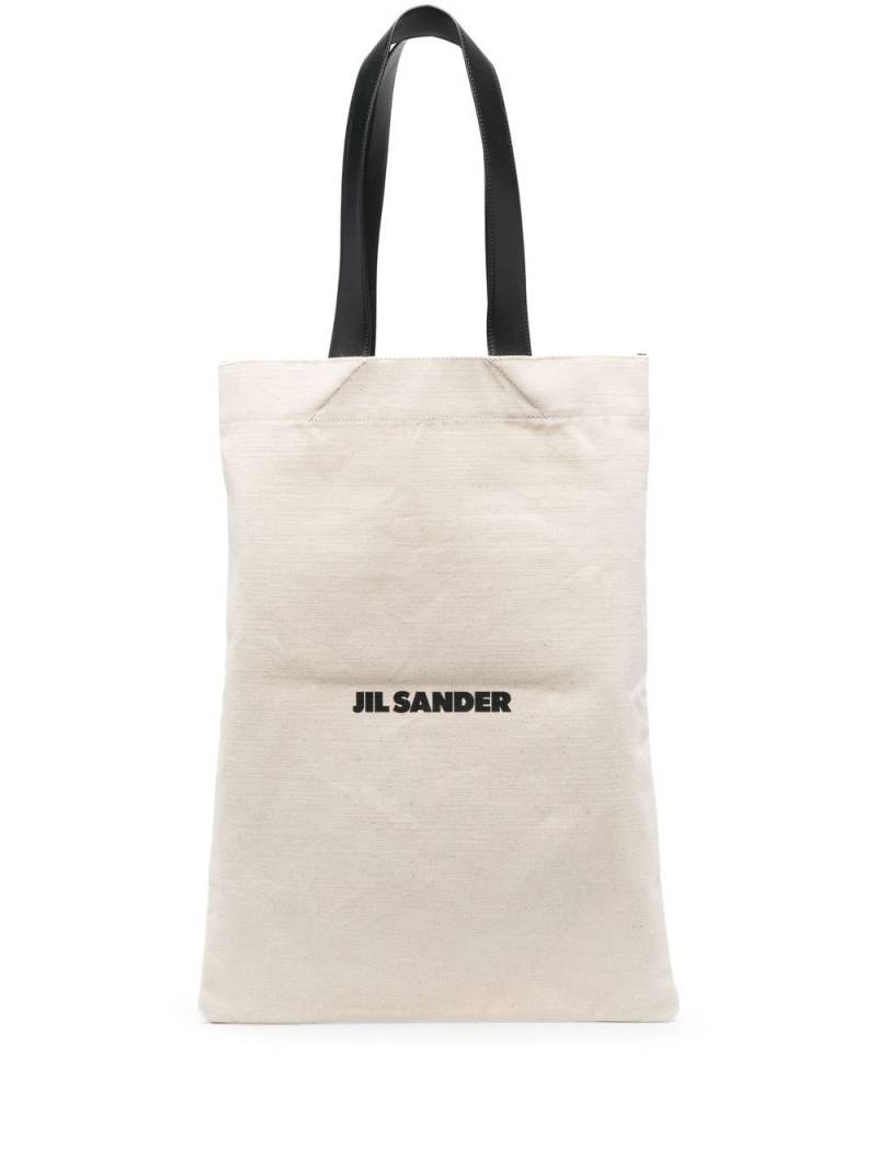 Jil Sander logo-print cotton tote bag - Neutrals von Jil Sander