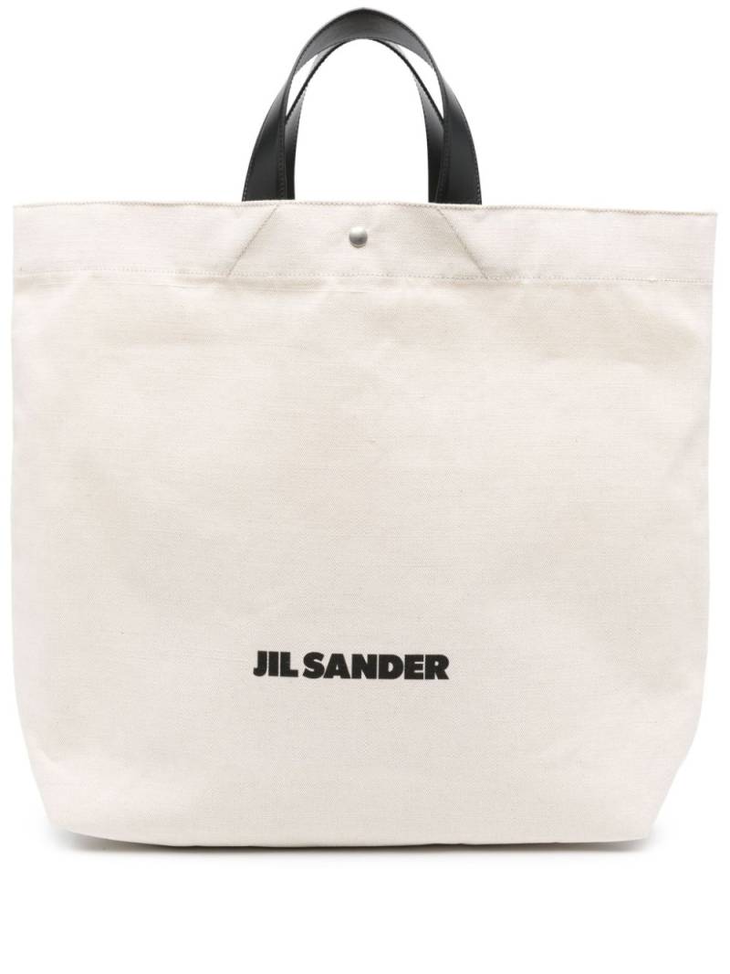 Jil Sander logo-print cotton tote bag - Neutrals von Jil Sander