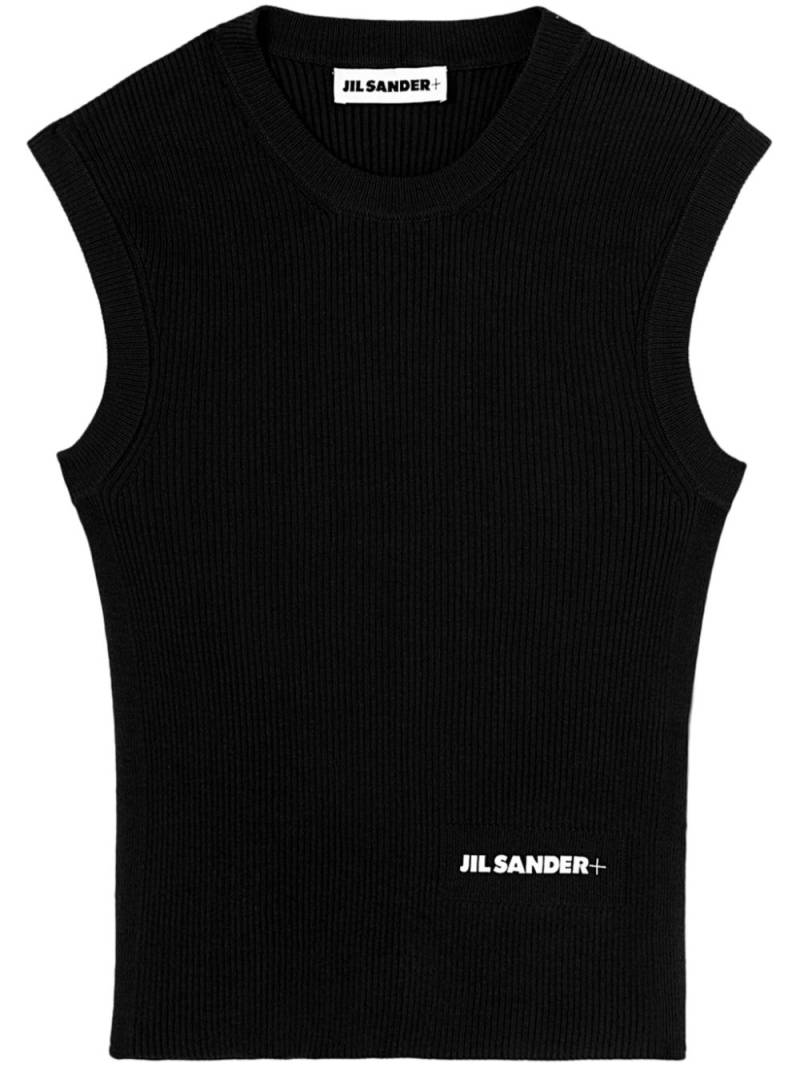 Jil Sander logo-print cotton vest top - Black von Jil Sander