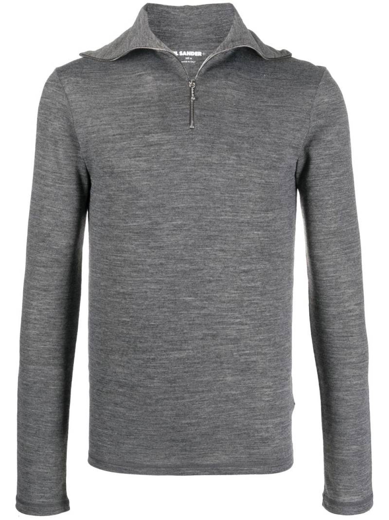 Jil Sander logo-print mélange-effect sweatshirt - Grey von Jil Sander