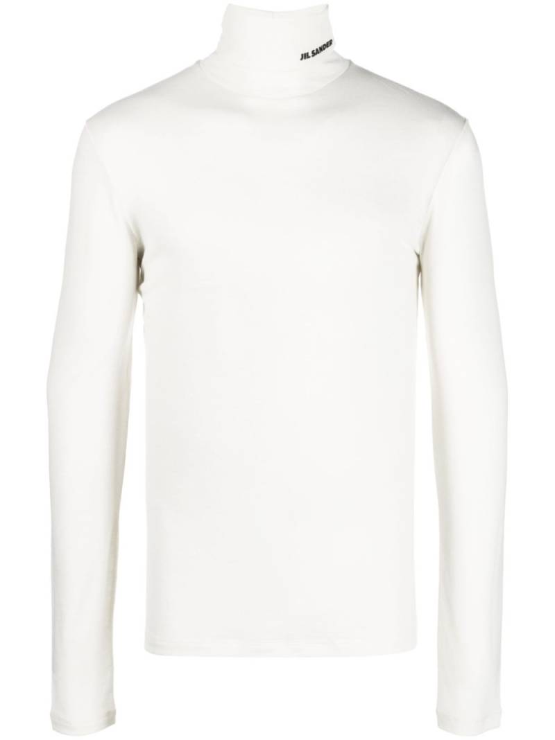 Jil Sander logo-print roll-neck jumper - Neutrals von Jil Sander