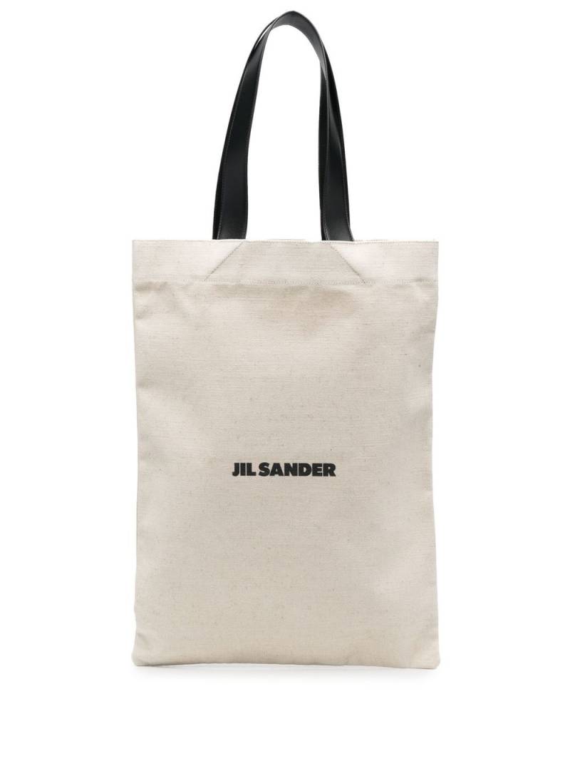 Jil Sander logo-print tote bag - Neutrals von Jil Sander