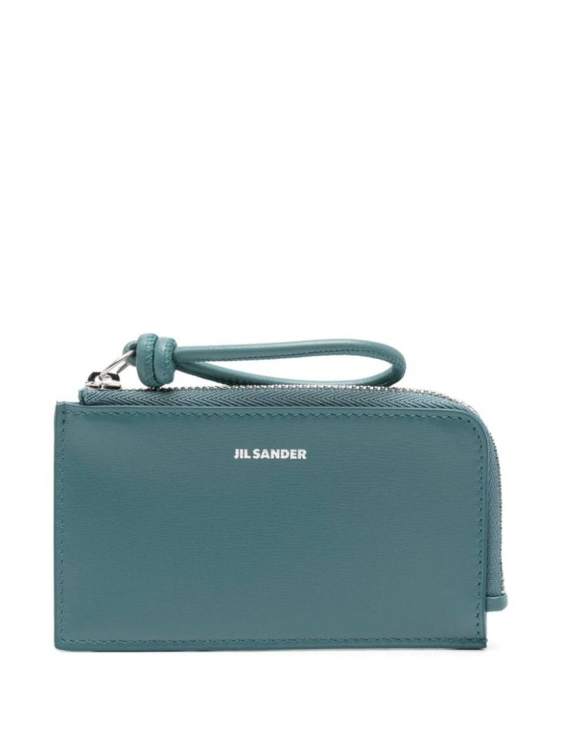 Jil Sander logo-stamp leather wallet - Blue von Jil Sander