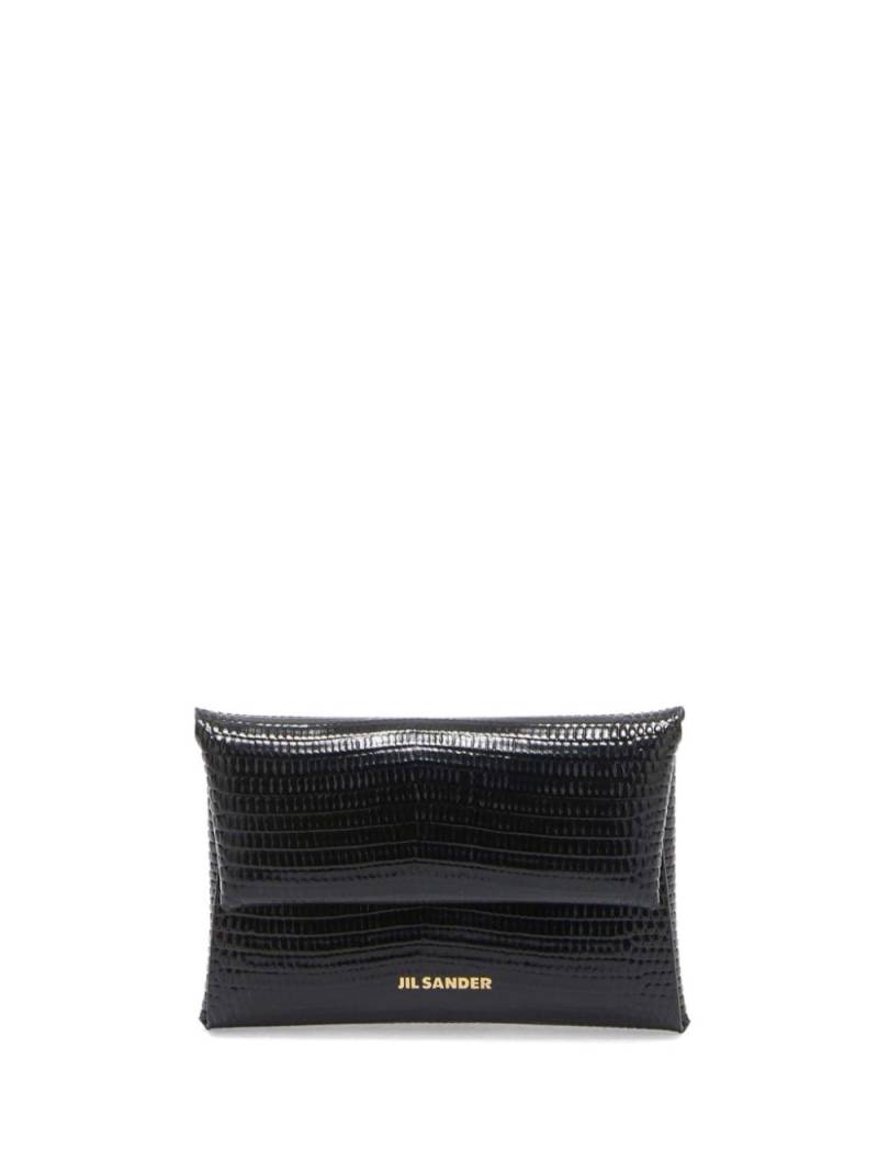 Jil Sander logo-stamp lizard-effect leather coin purse - Black von Jil Sander