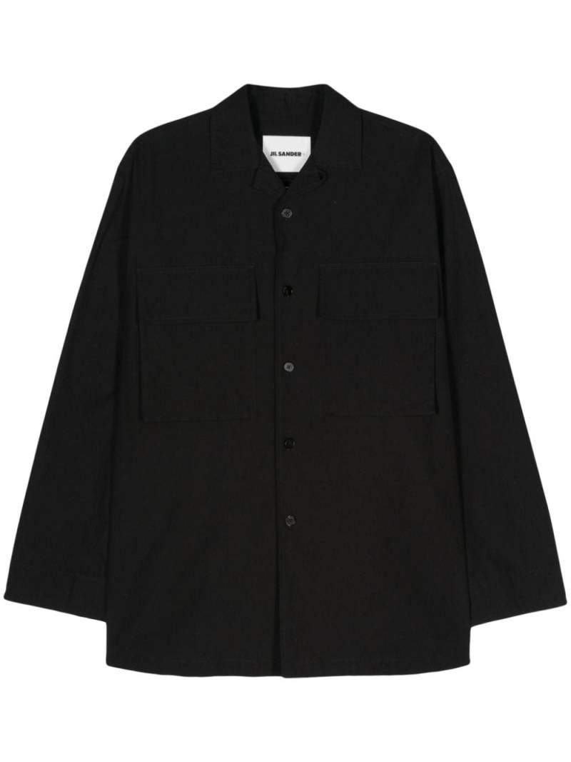 Jil Sander logo-tag cotton shirt - Black von Jil Sander