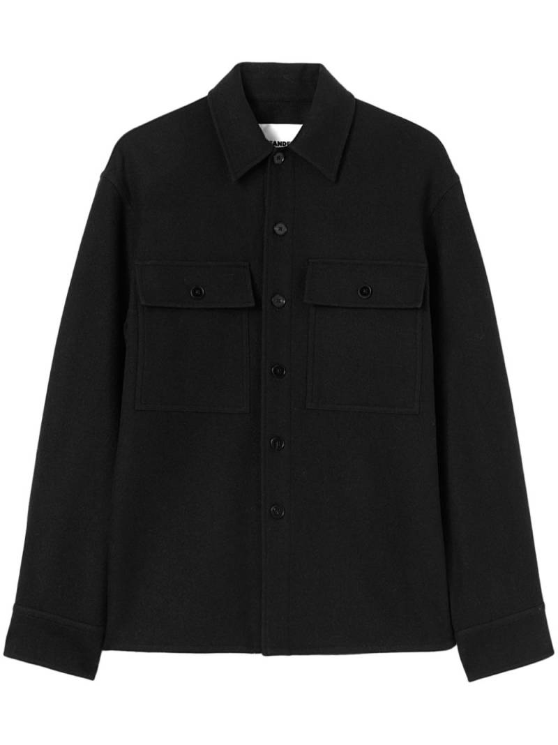 Jil Sander long-sleeve wool flannel overshirt - Black von Jil Sander