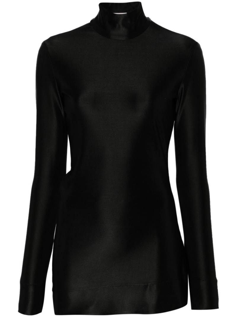 Jil Sander mock-neck long-sleeve satin blouse - Black von Jil Sander