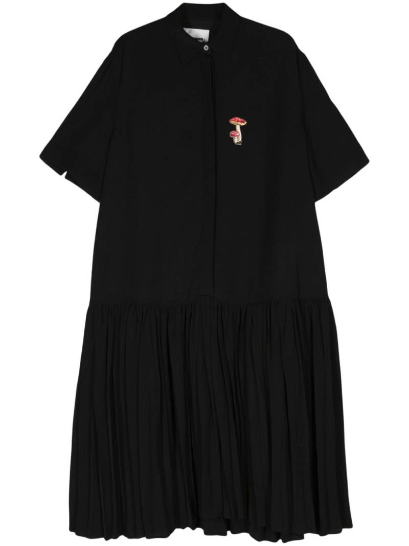 Jil Sander mushroom-embroidered crepe midi dress - Black von Jil Sander