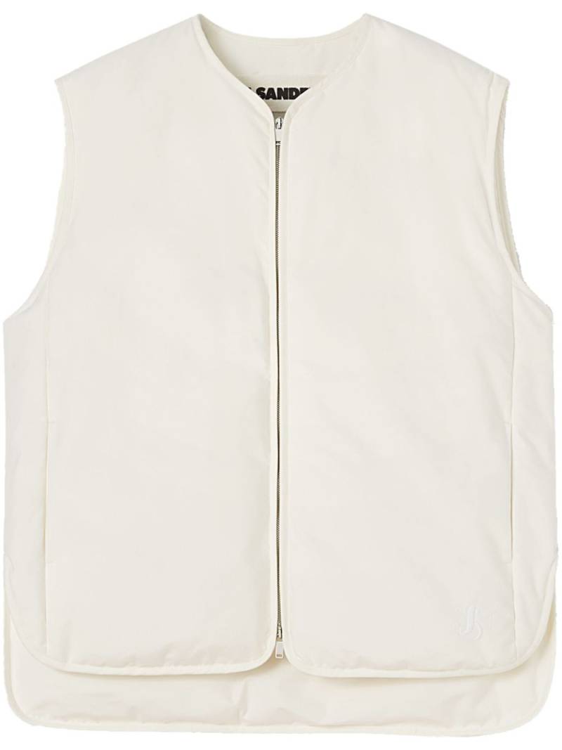 Jil Sander padded zip-up vest - White von Jil Sander