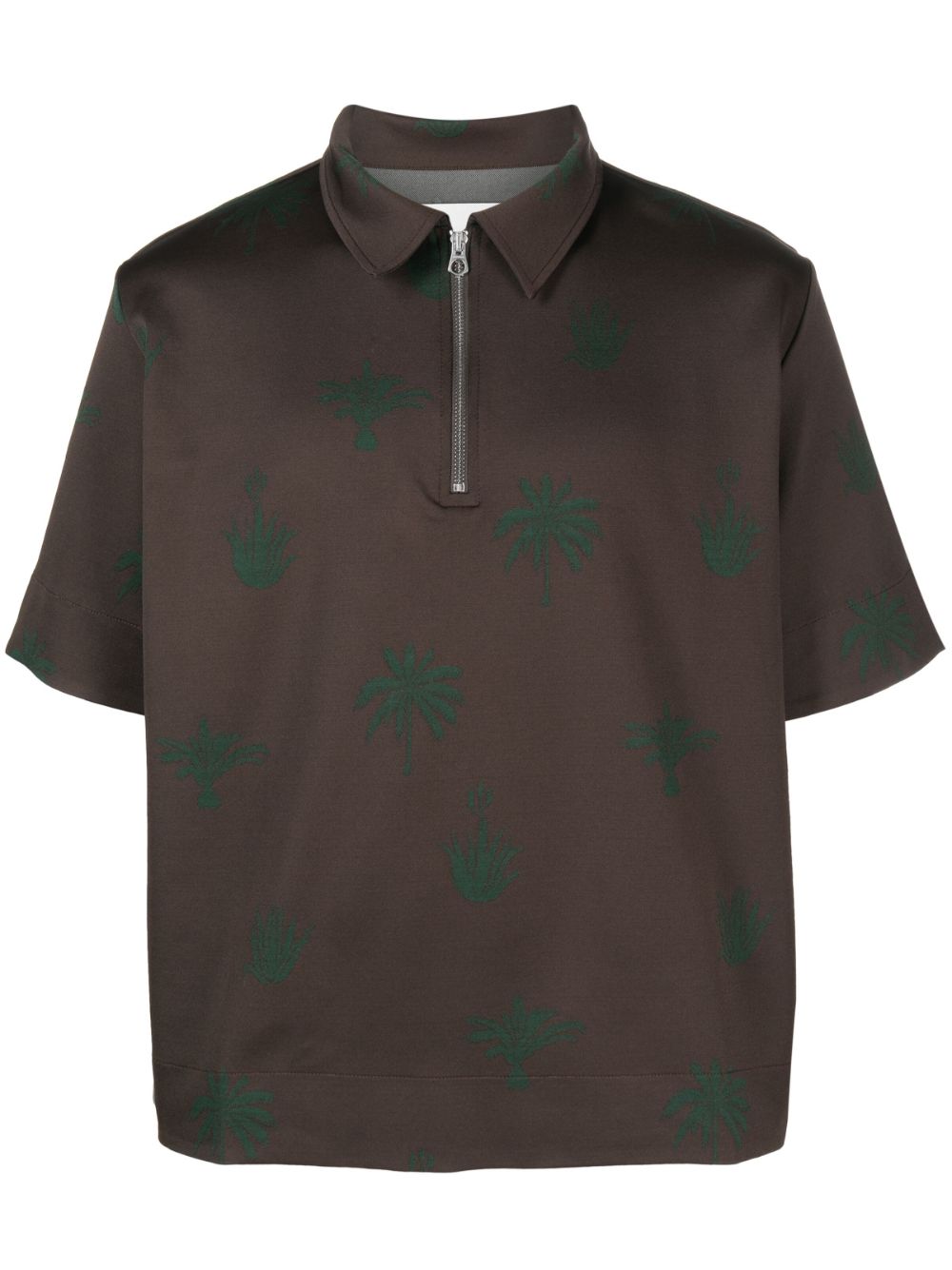 Jil Sander palm tree-print polo shirt - Brown von Jil Sander