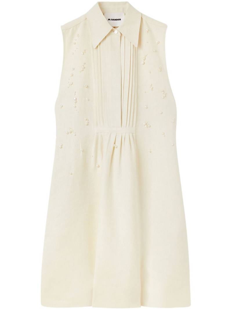 Jil Sander pearl-embroidered shirt dress - Neutrals von Jil Sander